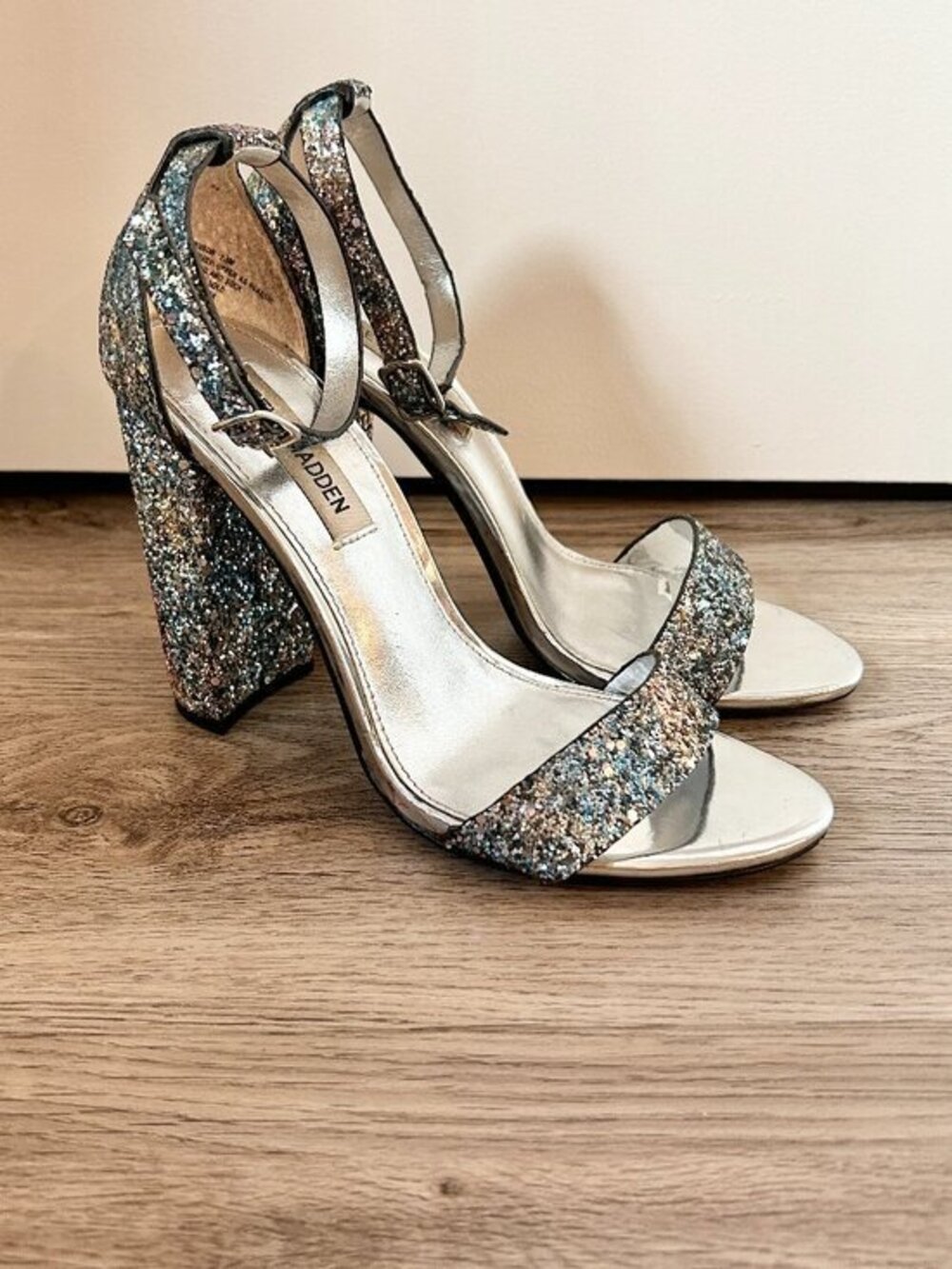 Steve Madden Carrson Multi Glitter Ankle Strap Heels Size 7.5
